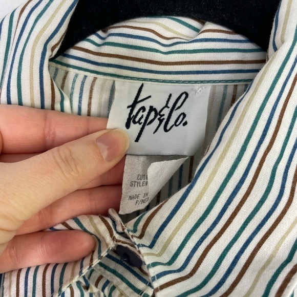 VINTAGE made in USA stripes normcorp buttons blouse - Picture 6 of 10